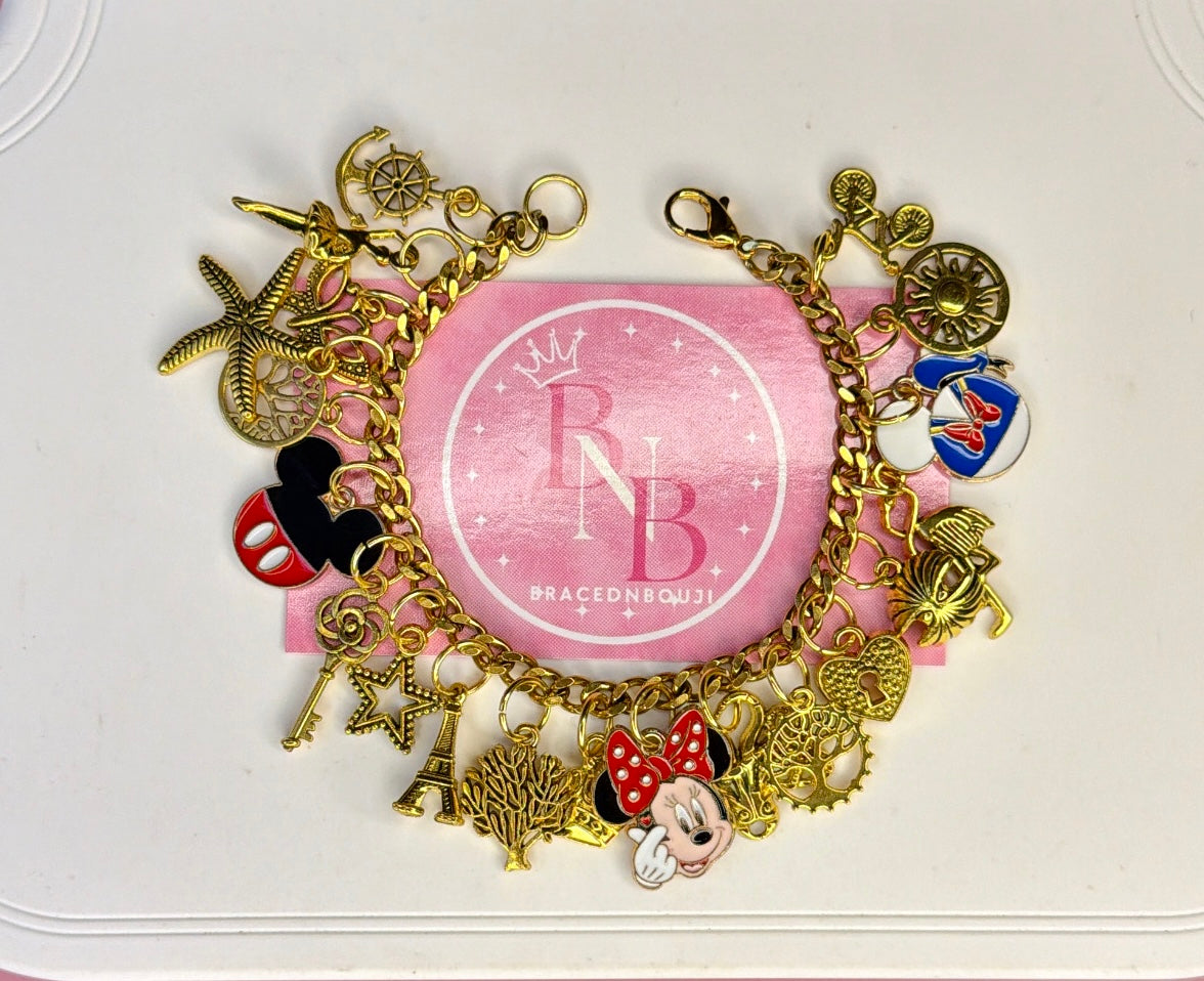 Minnie and Mickey charm bracelet