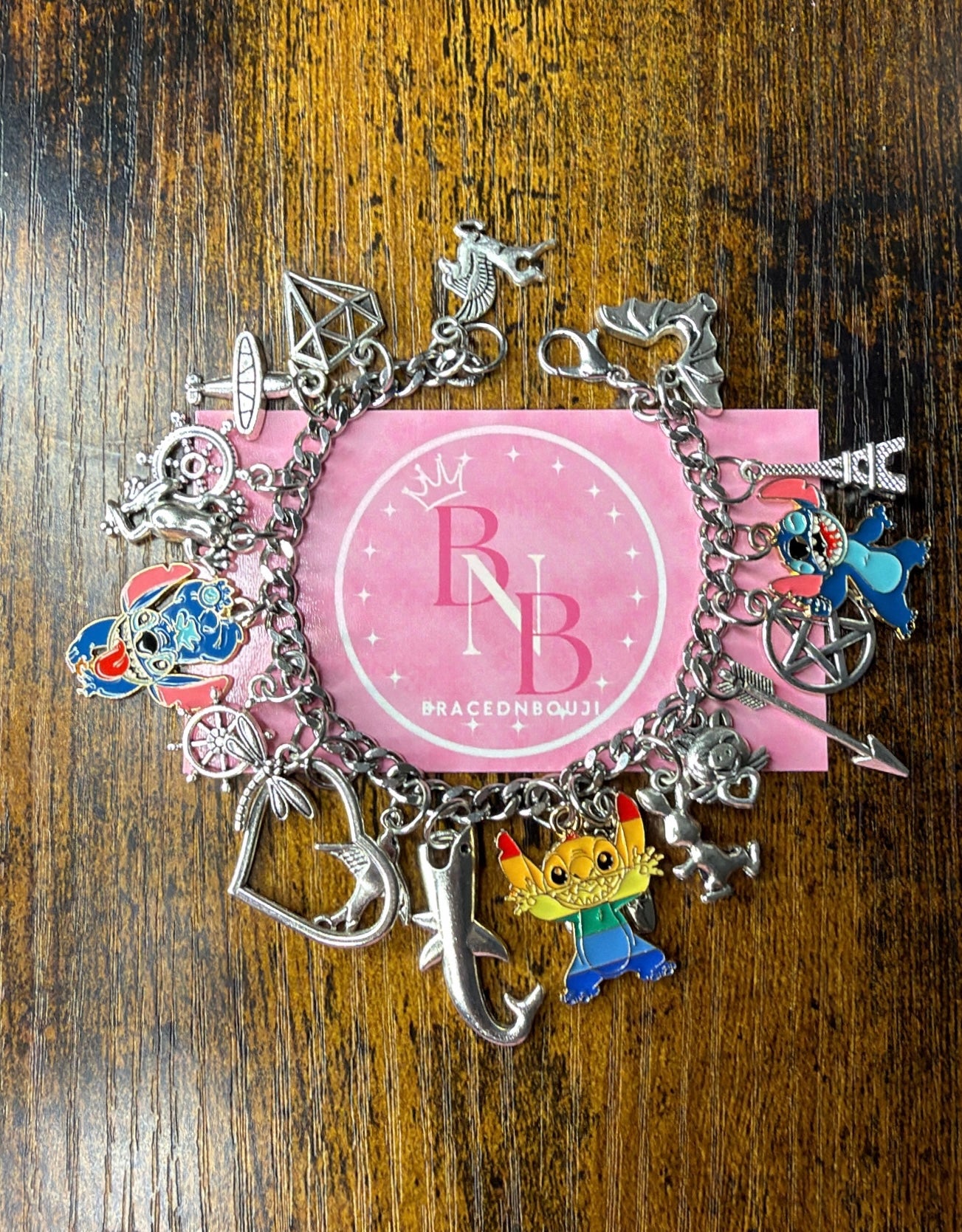 Stitch mixed charm bracelet
