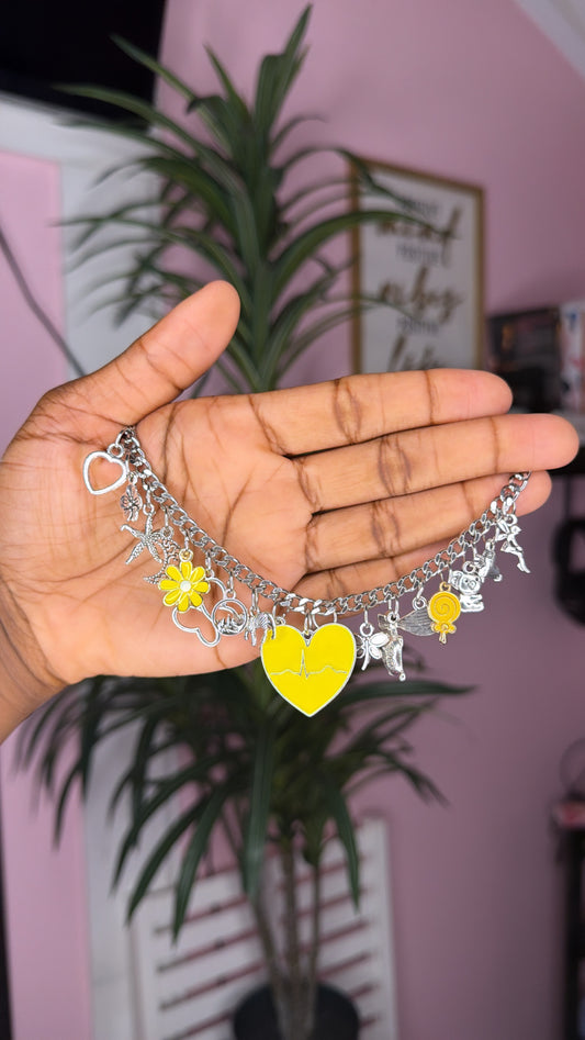 Yellow mixed charm bracelet (size small 6.5 inch)